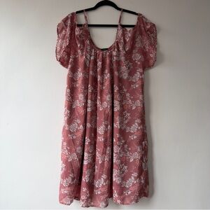 Rue21 Dusty Rose Floral Scoop Neck Dress